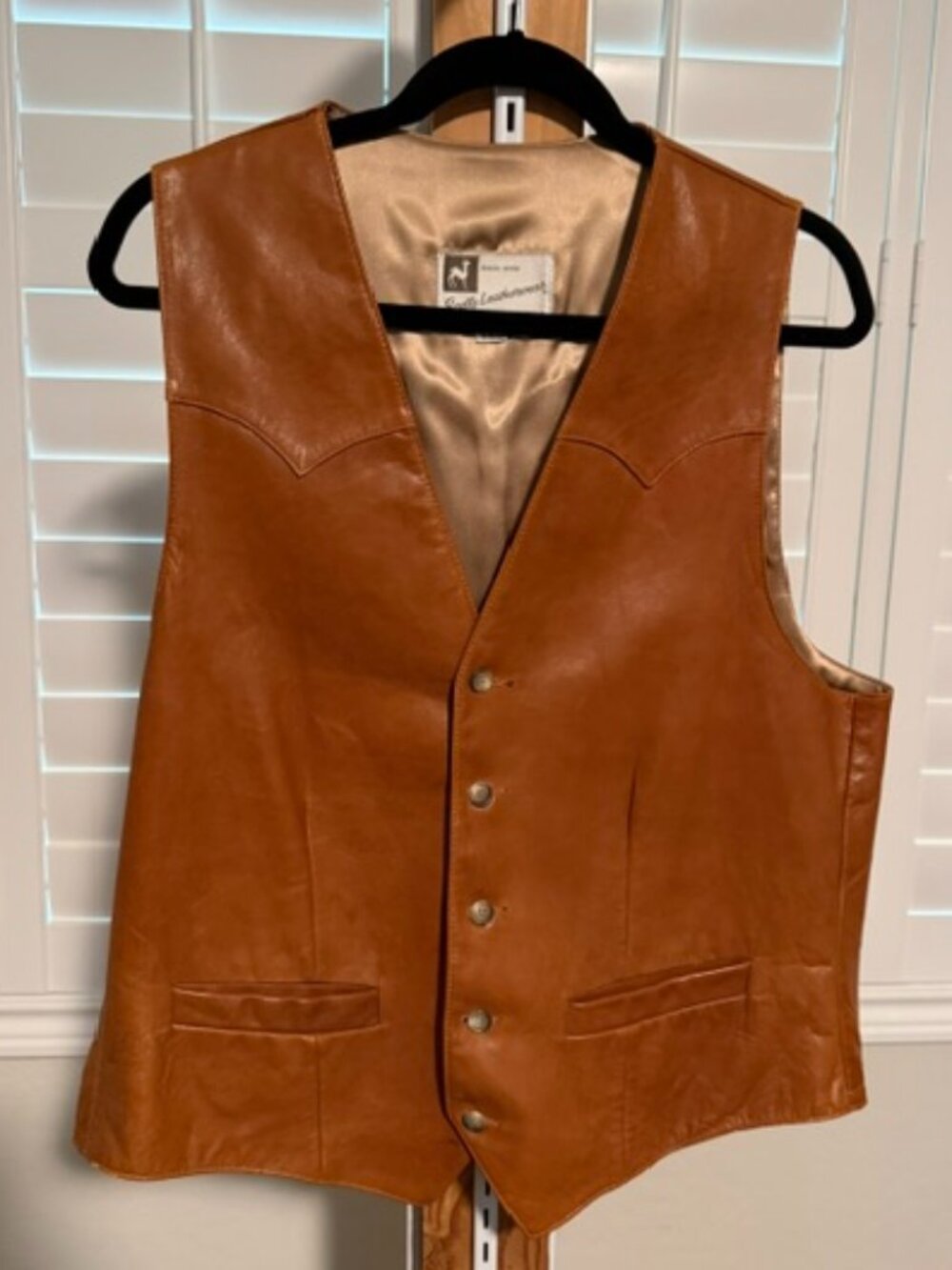 Vintage Scully Leatherwear California Western Leather Vest Brown - 44R